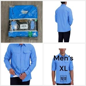 Men's Pacific Trail XL Button Front Shirt Blue Rolled Long / Short Sleeve NWT